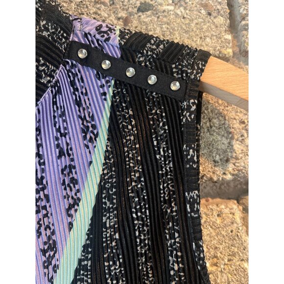 Jamie Sadock S Multicolor Sleeveless Pleated Polo Top With Snap Details 100% Pol - Picture 5 of 8